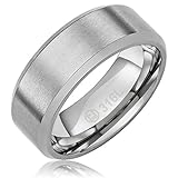 8MM Men's Jewelry Grade Stainless Steel Ring Wedding Band | Brushed Top | Polished Edges