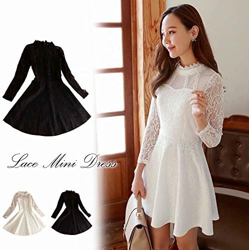 Amazon レース ワンピース 長袖ワンピース レディース きれいめ 上品 清楚 ドレス L ホワイト ワンピース チュニック 通販
