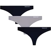 Reebok Womens Thong Underwear 3 Pack Soft Stretch Thong Underwear, Tag-Free | Breathable Flexible Comfort with an Invisible Finish, Helps Eliminate Visible Lines Under Fitted Clothing