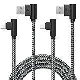 Type C Cable 90 Degree, USB Certified Type C Cable, 2Pack 10ft Nylon Braided Fast Charger Cord Compatible Samsung Galaxy S9 Note 8 Plus, LG V20,V30, Moto Z2,Google Pixel, MacBook and More (Black Gray)
