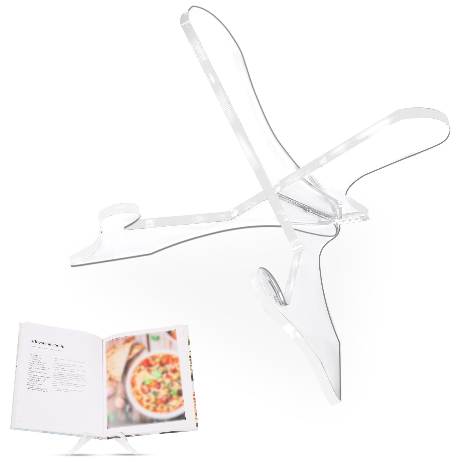Acrylic Cookbook Stand, Recipe Book Holder for Kitchen Counter for Reading Hands Free Multifunctional Cook Book Display Stand for Recipe Book Plate Tablet