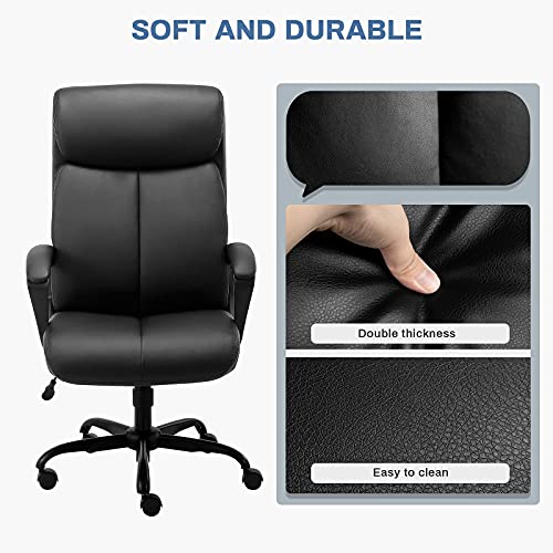 BASETBL-Silla-de-Oficina-Respaldo-Alto-Silla-de-Escritoria-Ejecutiva-Computadora-Ergonomica-con-Cuero-PU-Silla-de-Jefe-Giratoria-con-Comodo-Soporte-Lumbar-Reposabrazos-Acolchado-Silla-Gaming