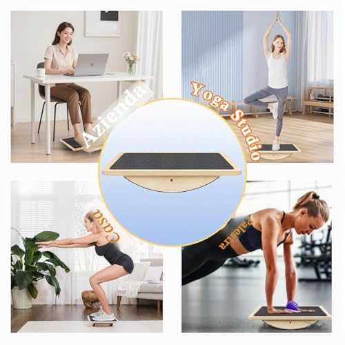 Professional Wooden Balance Board, Non-Slip Balance Board of Adult Balance Trainer, Physical Therapy Balance Edge, Non-Slip Roller, Core Strength, Stability