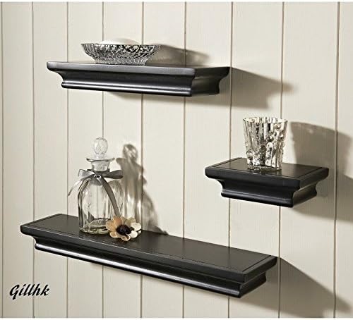 Pannu Shabby Chic Set of 3 Wall Floating Shelves available in white and black