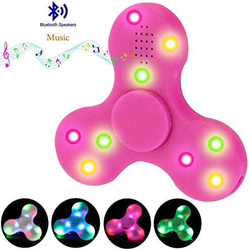 Palmary® NEW LED Light Switch MINI Bluetooth Speaker Music Fidget Spinner Toy EDC Hand Fidget Spinner (Pink)