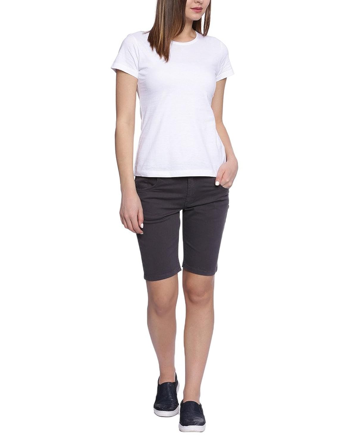 alibi dark grey cotton blend shorts