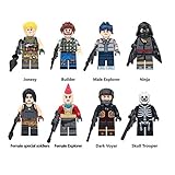 Ginkago Tiny Lego-Like Action Figure Fort Game Fans, Fort Game Battle Crew Royale Skin Themed Small Action Figures 8pc, 4.5cm
