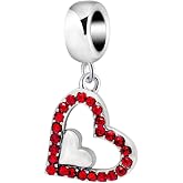 Heart Charm With Crystal Charms 925 Sterling Love Pendant Heart Bead for Pandora Charms Bracelet-Gift for Valentine&rsquo;s Day