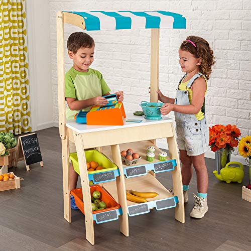 KidKraft Holz 53017 Marktstand Grocery Marketplace, weiß, Gestreift, Bunt, 11.0000 – Bild 3