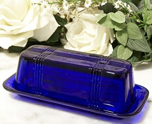 DREAM HOME DECORATING Butter Dish Cobalt Blue Glass