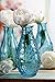 V-More Light Blue Glass Bottle Flower Bud Vase Bubble Rib Hobnail 5.6-inch Tall for Home Decor Party and Celebration (Set of 3)