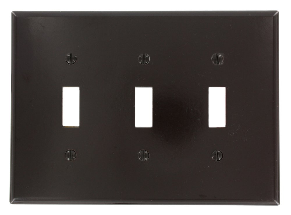 Leviton 80511 3-Gang Toggle Device Switch Wallplate, Midway Size, Brown