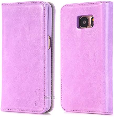 Galaxy S7 Case, ShuYo [Quality Series] Luxury PU Leather 2 in 1 Magnetic Wallet Case Folio Stand Cover with Card Slots Cash Compartment For Samsung Galaxy S7[Elegant Purple]