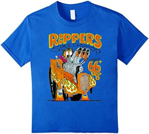Kids RipperRods "Speed Shop" Hotrod Drag Racing Car T-Shirt 10 Royal Blue