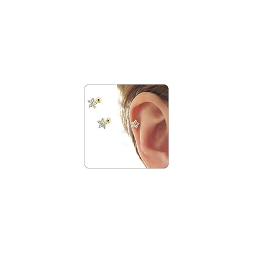Flower Cartilage Earring CZ Stud Mini Earrings Small Tragus