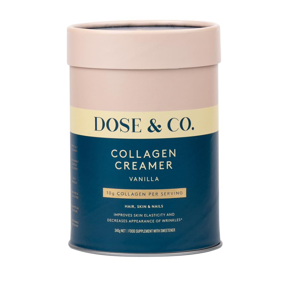 Dose & Co Vanilla Collagen Creamer – 340g | VERISOL® Hydrolysed Collagen for Skin, Hair & Nails | 13g Protein per Serving | Smooth Coffee Creamer | Gluten Free, Non-GMO