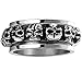 Men's Fashion Titanium Steel Multiple Skull Head Spinner Ring Vintage Gothic Punk Biker Band,Silver Black 11