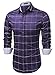 Coofandy Men's Fashion Long Sleeve Plaid Button Down Casual Shirt, Large, Purple
