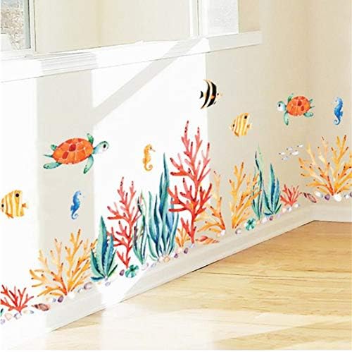 Beilinheng Cartoon Animal Fish Seaweed And Houses Castle Wall Sticker Kids Room Living Room Bedroom Background Home Decor Vinyl Sticker 50X70cm Stickers Diy Wall Decoration