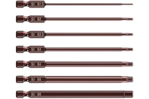 Alloy Steel Hex Screwdriver Bits Set 100mm H1.5-H6 for Electric Drill, Magnetic 7-Piece Driver Tool Kit for 1/4 Inch Shank(4)