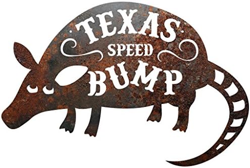 Rustic Metal Texas Armadillo "Texas Speed Bump" Sign
