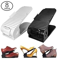 New Upgraded Adjustable Shoes Organizer | Best Quality Shoe Slots | Closet Storage Space Saver | Durable | Holds High Heels to Sneakers, For men, women and kid shoes (8 Pack in black)