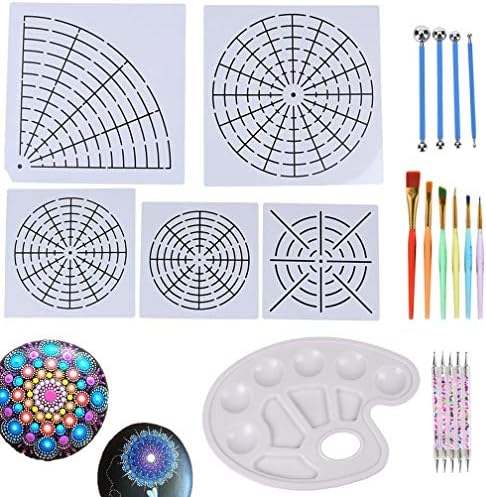 Wetrys 21 Pcs/Set Mandala Tools for Painting Rocks Mandala Painting Dotting Stencil Dot Mandala Kit Mandala Stencils