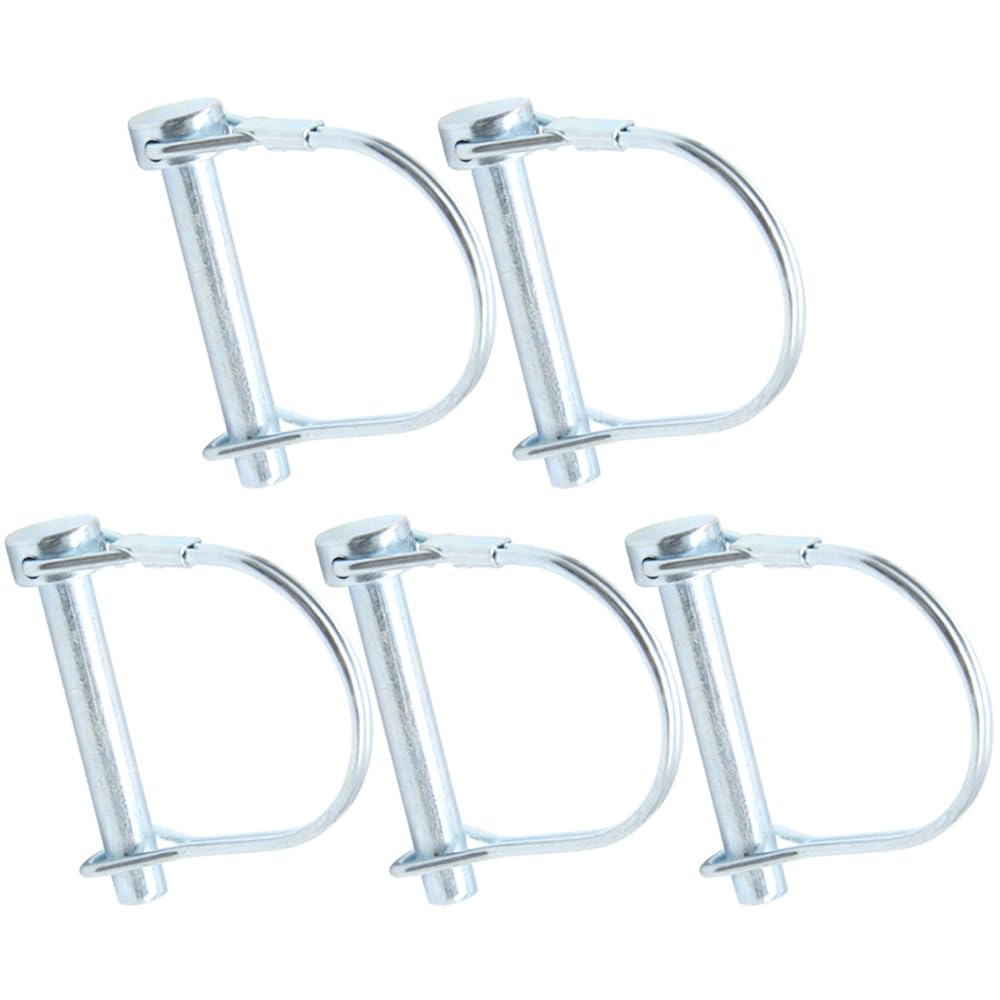 Hocansen 5 Pcs Wire Locking Pins 8x50mm D Shape Safety Coupler Pin Round Wire Shaft Locking Pin with Arch Wire Retainer for Farm, Tractors, Trailers（8x50mm/DX）