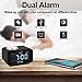 Reacher Digital Alarm Clock Radio with Dual USB Charger Port Dual Alarm Dimmer Snooze Indoor Thermometer and Outlet Powered for iphone Phone Bedside Bedroom Desktop Home Office