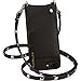 Sarah For iPhone 8Plus, 7Plus & 6Plus - Stylish Silver Studs & Black Genuine Leather Wallet Case. Slim Cross-body Strap Holder For Credit Cards. Cell Phone Purse Carry Handsfree By Bandolier