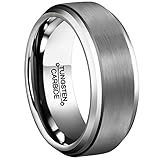 MNH Tungsten Rings for Men 8mm Wedding Band Comfort Fit Brushed Matte Finish Beveled Edge Size 5-14