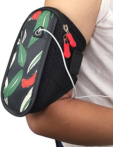 Ybester Breathable Sports Running Armbands Cell Phone Pouch| Holder Multifunctional Pockets Armband for jogging running iphone 7 plus 6s Plus 6 Plus 3.5”- 5.8” (Green Leaves)