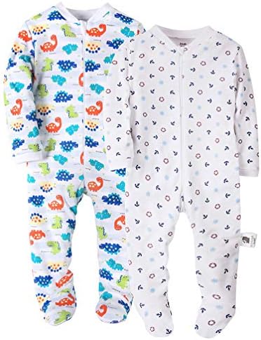 Baby Boys Footed Pajamas Cotton Zip Front Sleep and Play Long Sleeve Sleeper