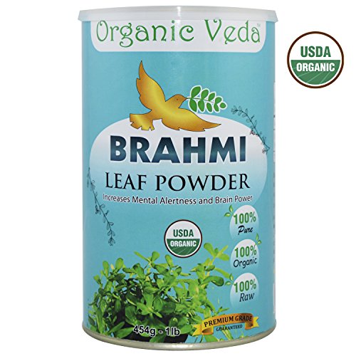 Organic Brahmi Powder 16 Ounce - 1 Lb. 100% Pure and Natural Herbs Raw Organic Super Food Supplement. Non GMO. Gluten FREE. ★ USDA Certified Organic ★ ALL NATURAL!