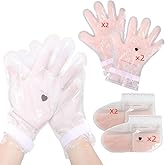 4 Pairs Paraffin Wax Gloves & Socks Set - Rose Scented at-Home Spa Intensive Moisturizing Therapy, Autumn Winter Night Care for Dry Cracked Rough Skin, Hand Foot Deep Hydration Softening Treatment