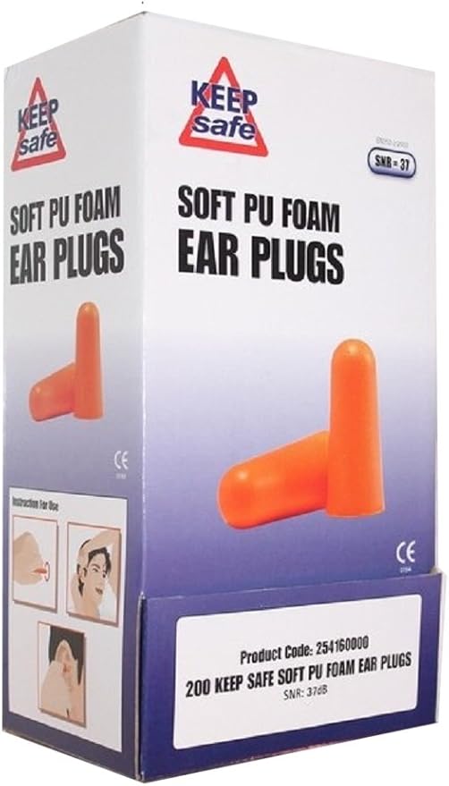 200 Pairs Keep Safe Foam Ear Plugs Individually wrapped in Dispenser