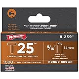 Arrow Fastener 259 Genuine T25/T2025 9/16-Inch Staples, 1,000-Pack
