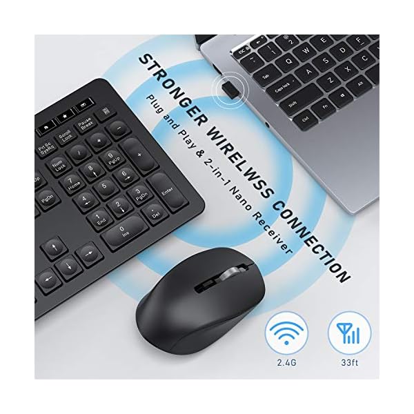 Jelly-Comb-Wireless-Keyboard-and-Mouse-Set-24-GHz-Wireless-Keyboard-Mouse-Combo-with-Nano-USB-Receiver-for-PC-Desktop-Computer-Laptop-PC-14-Shortcut-Buttons-QWERTY-UK-Layout-Black Jelly Comb Wireless Keyboard and Mouse Set, 2.4 GHz Wireless Keyboard Mouse Combo with Nano USB Receiver for PC Desktop…