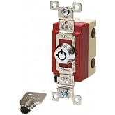 Bryant Electric 4901RKL Locking Type Switch, Barrel-Key, Single Pole, Industrial Specification Grade, Back and Side Wired, 20 Amp, 120/277V, Stainless Steel