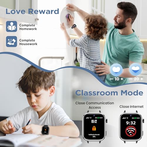 Nuevo 4G Reloj Inteligente Niño con Videollamada & GPS, Smartwatch Niños con SOS, Chat de Voz, Modo Escuela, Podómetro, Despertador, Monitor de Sueño IP68 Impermeable Regalo para Niños Niñas, Negro