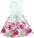 Sunny Fashion HY11 Girls Dress Rose Flower Print Embroidery Green Size 4