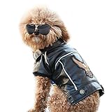 NACOCO(TM) Pu Leather Motorcycle Jacket, Dog Pet Clothes Leather Jacket, Watherproof(S)