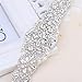 Bridal Rhinestone Appliques, FANGZHIDI 23.4 Inches Silver Beaded Patches with Sparkle Clear Crystal Stone and Pearls- Best for DIY on Wedding Dress, Sew on or Iron on Bridal Belt Sash, Wedding Cake