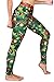 Womens Wide Waistband Christmas Bells Patterned Leggings Deep Green Free Size