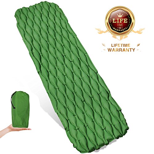 WDLHQC Ultralight Air Sleeping Pad，Inflatable Camping Mat for Backpacking,Camping and Traveling - Waterproof Fabric Comfortable & Lightweight Air Cells Design - Green - Thumbnail 7