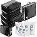 Travel Organizer Full Pack Set - Packing Cubes, Toiletry Bag, Shoes Bag, ZipBags (BLACK)