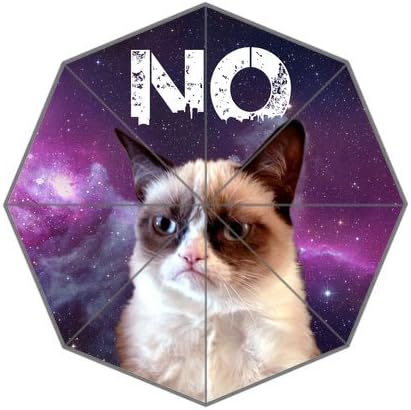 DailyLifeDepot Generic Totes Compact Lightweight Open / Close Foldable Rainy / Sunny Gift Custom Rain Umbrella - Grumpy Cat Say No Galaxy Space Nebula Hipster Gift Design