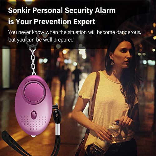 Sonkir Personal Alarm, 5 Pack 130dB Safesound Personal Alarm Keychain, Emergency Self Defense Electronic Device with LED Light for Women Kids and Elderly