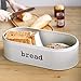 SveBake Metal Bread Box for Kitchen Counter Vintage & Retro Bread Bin with Bamboo Lid, Cream (Included a Free PDF Baking E-BOOK)