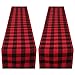 Aneco 2 Pack 13 x 108 Inches Checkered Table Runner Cotton Table Runner Trendy Modern Plaid Design Tablerunner Elegant Decor for Indoor Outdoor Events Red and Black